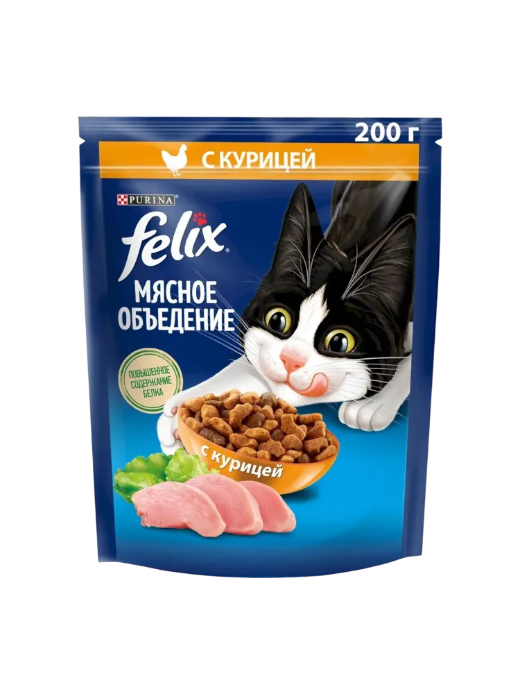 КОРМ СУХОЙ Д/КОШЕК FELIX 200Г КУРИЦА(10)