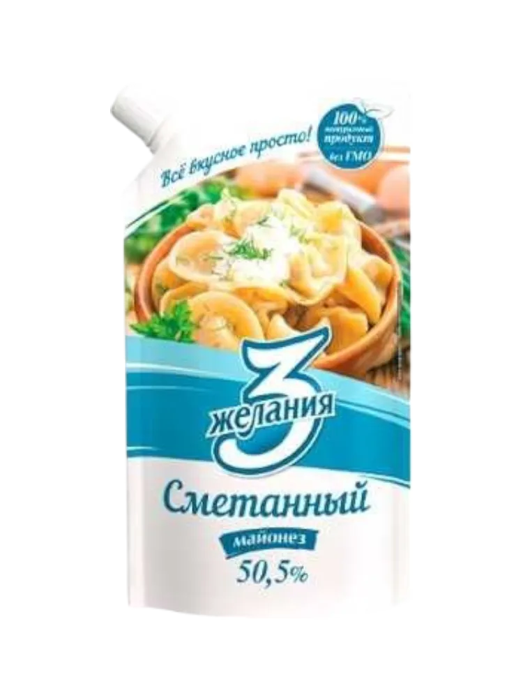 МАЙОНЕЗ 3 ЖЕЛАНИЯ СМЕТАННЫЙ 50,5% 190Г Д/П(60)