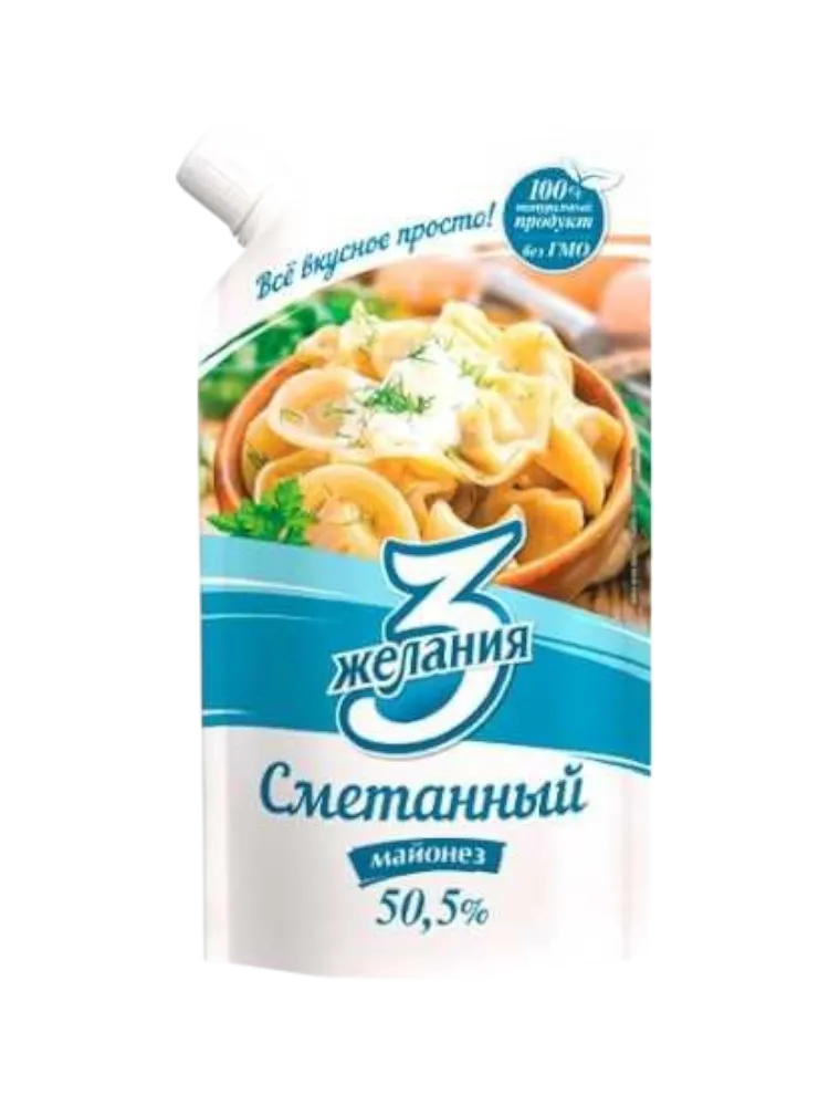 МАЙОНЕЗ 3 ЖЕЛАНИЯ СМЕТАННЫЙ 50,5% 380Г Д/П(30)