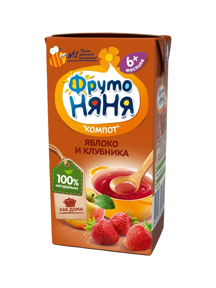 Фруто-няня напиток Яблоко-клубника  (компот) 200мл