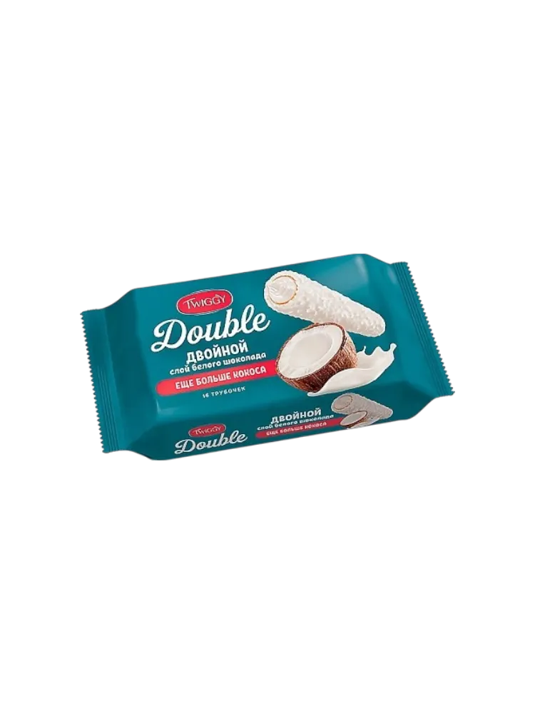 ТРУБОЧКИ ВАФЕЛЬНЫЕ TWIGGY DOUBLE С КОКОСОМ В БЕЛОМ ШОКОЛАДЕ 185Г(12)