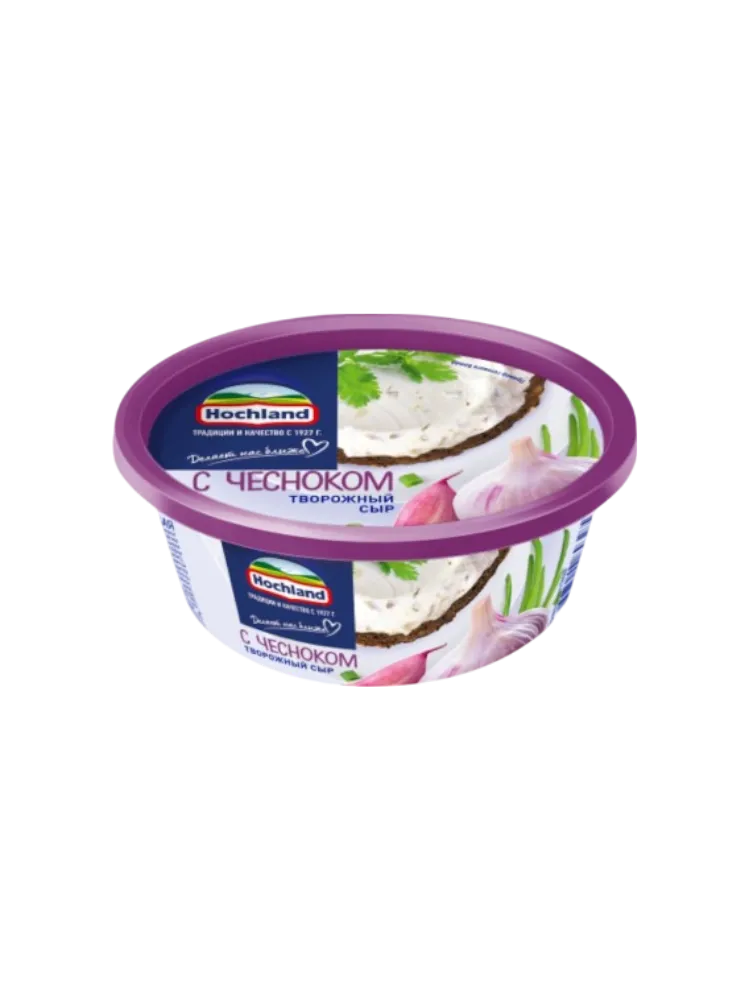 ТВОРОЖНЫЙ СЫР HOCHLAND С ЧЕСНОКОМ 140Г