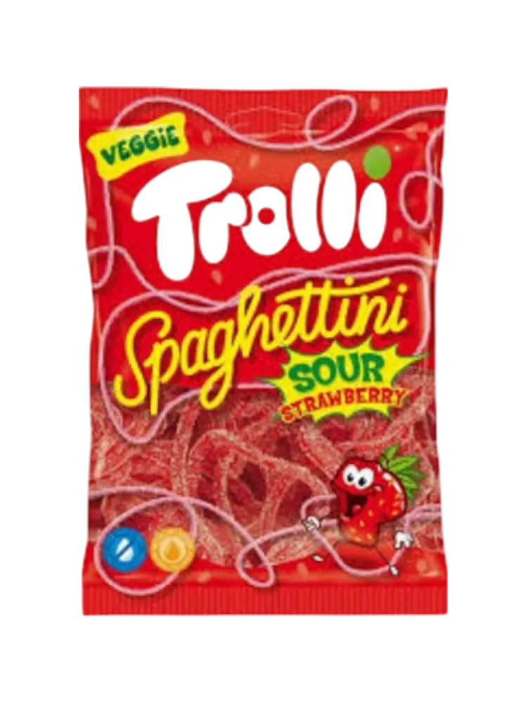 ЖЕВ КОНФЕТЫ TROLLI 100Г SOUR STRAWBERRY SPAGHETTINI(30) - фото 1