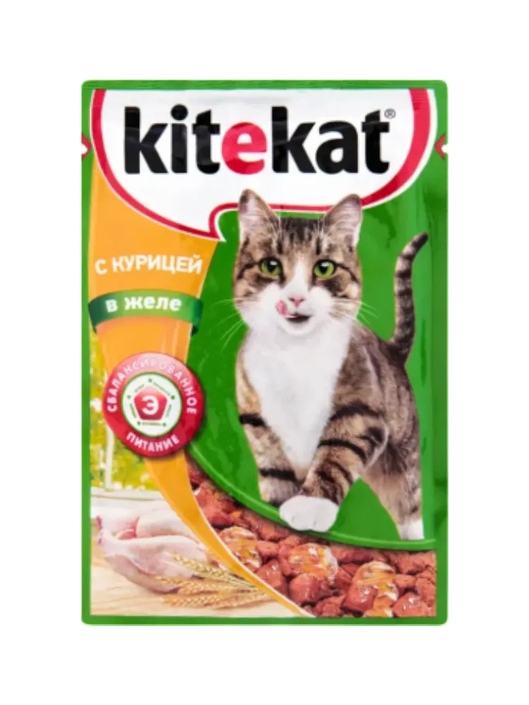 КОРМ Д/КОШЕК KITEKAT ЖЕЛЕ КУРИЦА 85ГР(48)