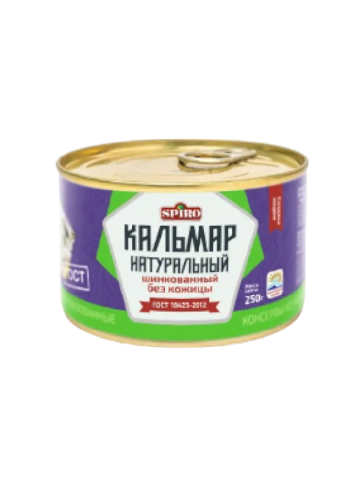 КОНСЕРВЫ SPIRO 250Г КАЛЬМАР НАТУР ШИНК БЕЗ КОЖИЦЫ ГОСТ(48)