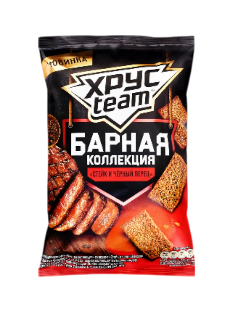 СУХАРИКИ ХРУСTEAM БАРНАЯ КОЛЛЕКЦИЯ 140Г СТЕЙК С ЧЕРНЫМ ПЕРЦЕМ(20)