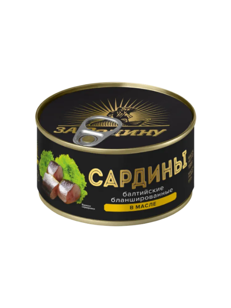 КОНСЕРВА САРДИНЫ БАЛТ ИЗ САЛАКИ БЛАНШ В МАСЛЕ КЛЮЧ 175Г(24)