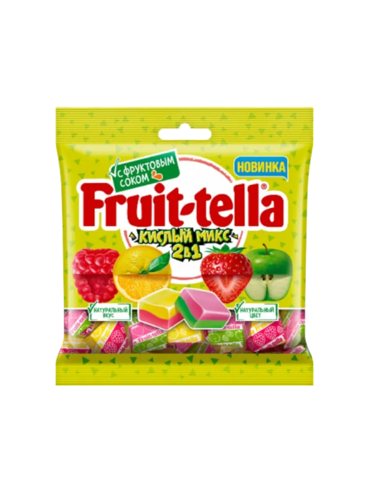 ЖЕВ КОНФЕТЫ FRUITTELLA  КИСЛЫЙ МИКС 2В1 70Г(24) - фото 1