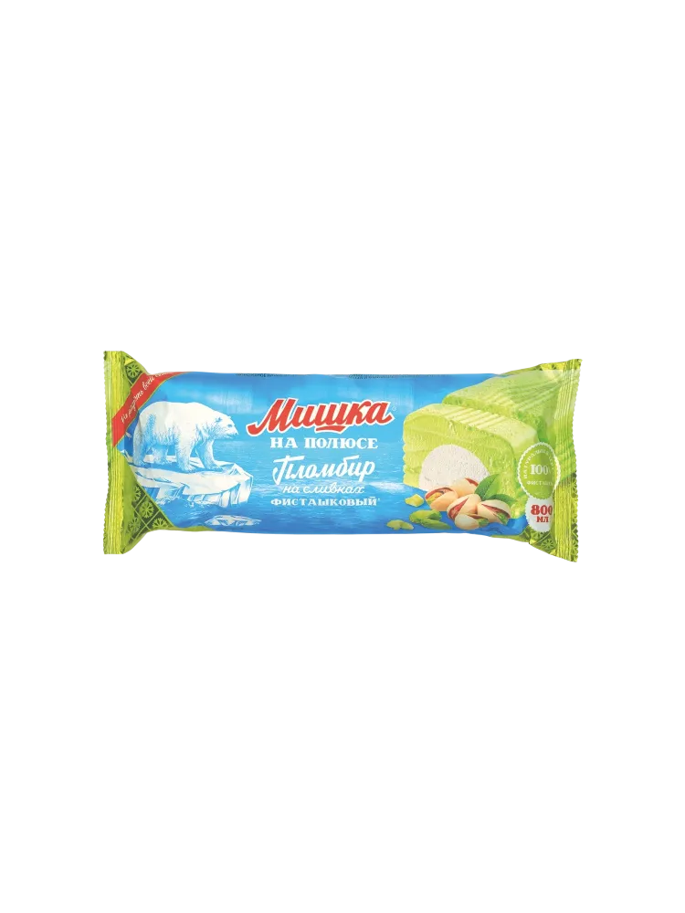 МОРОЖЕНОЕ ПЛОМБИР МИШКА НА ПОЛЮСЕ ВАНИЛЬ/ФИСТАШКА 400Г(8)