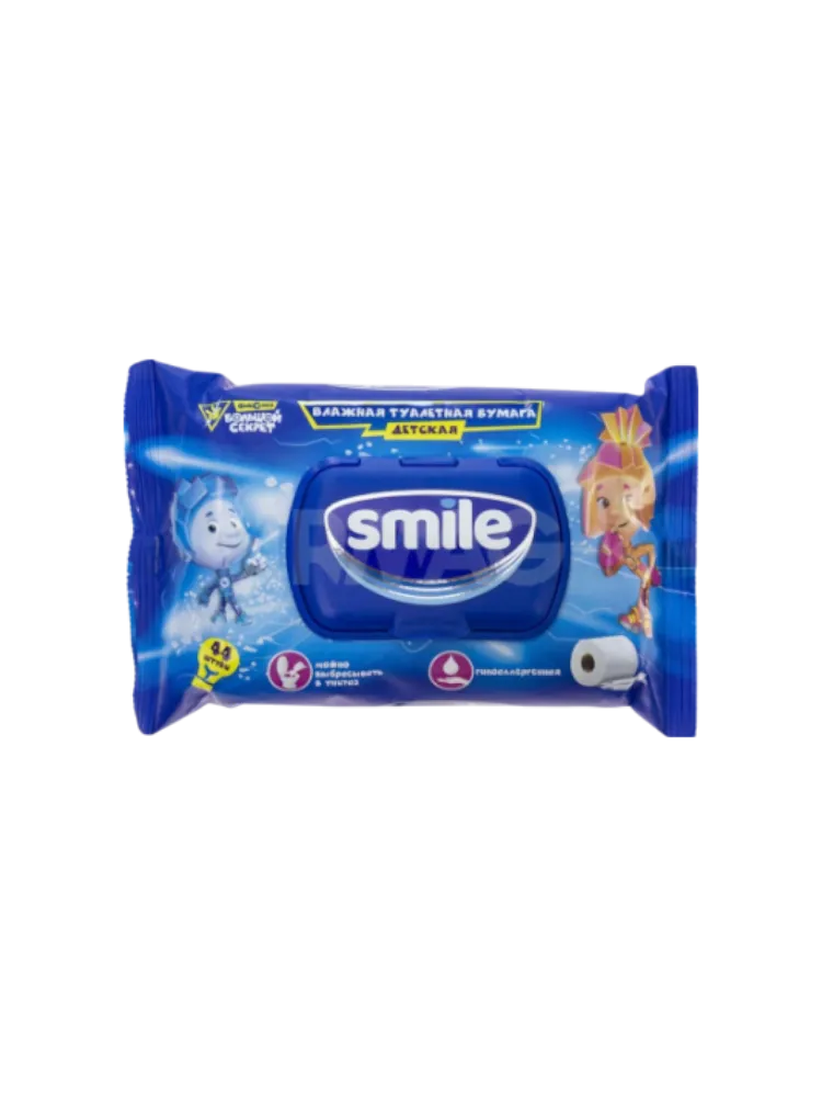 ВЛАЖНАЯ ТУАЛЕТНАЯ БУМАГА SMILE ДЕТСКАЯ 44ШТ(12)