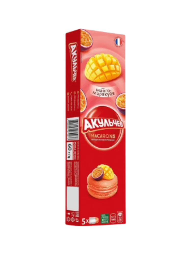 ПИРОЖНОЕ АКУЛЬЧЕВ MACARONS МАНГО/МАРАКУЙИ 60Г(12)