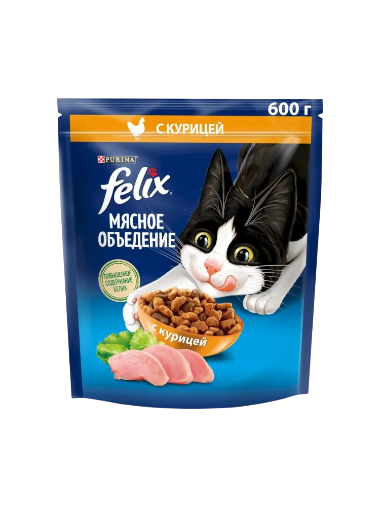 КОРМ СУХОЙ Д/КОШЕК FELIX 600Г КУРИЦА(8)