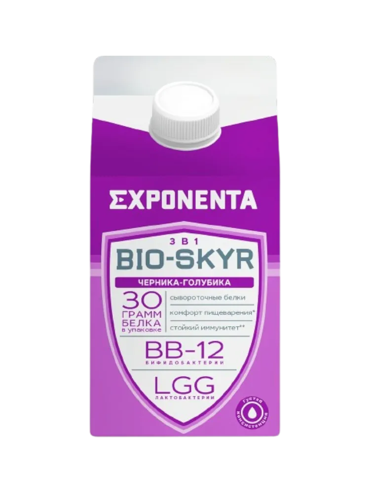 НАПИТОК КИСЛОМОЛОЧНЫЙ EXPONENTA 500Г ЧЕРНИКА ГОЛУБИКА