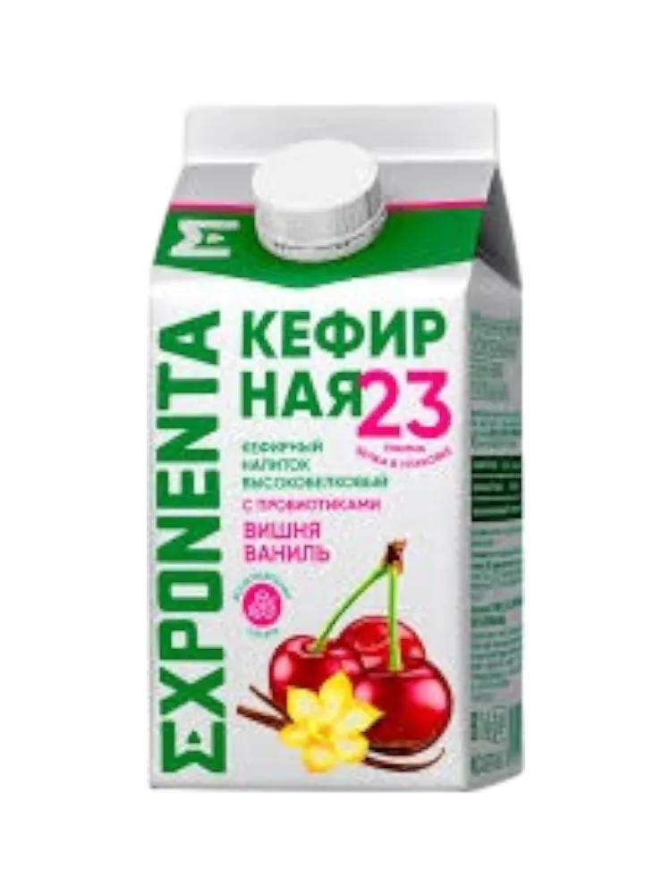 НАПИТОК КЕФИРНЫЙ EXPONENTA 450Г ВИШНЯ ВАНИЛЬ