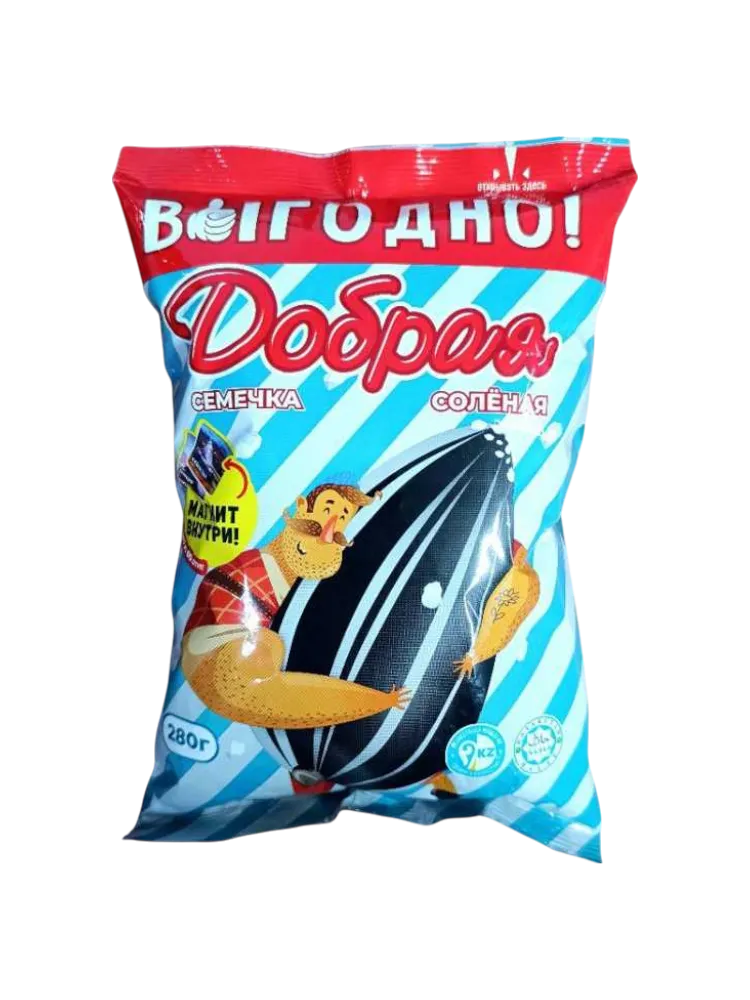 СЕМЕЧКИ ДОБРАЯ СЕМЕЧКА СОЛЕНЫЕ ПОЛОСАТЫЕ 280Г(15)