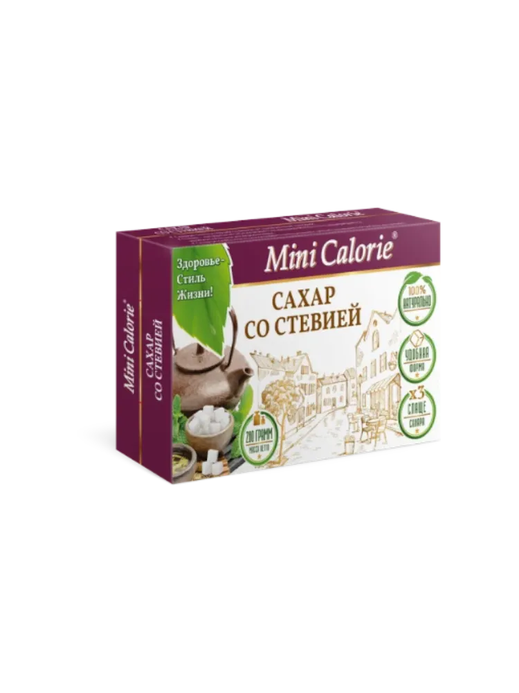 СЛАДКАЯ СМЕСЬ MINI CALORIE 280Г САХАР СО СТЕВИЕЙ КУБИК (12)