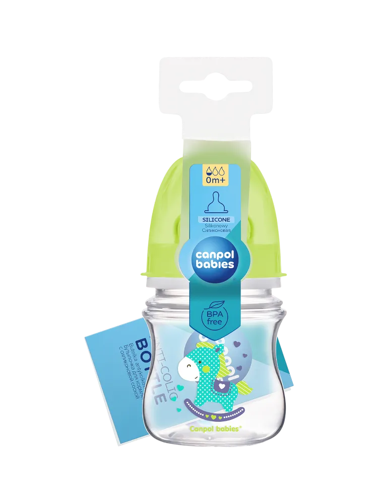 Canpol бутылочка  PP Easy Start 120мл антиколик. с шир. горлышком EXOTIC ANIMALS зеленая 