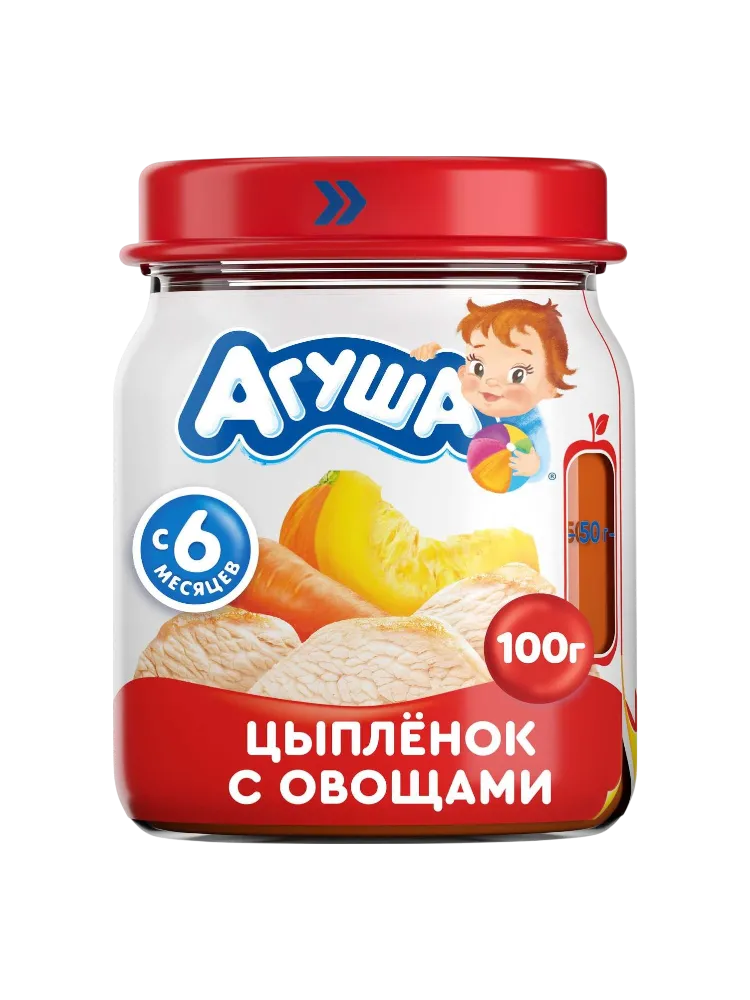 ПЮРЕ АГУША 100Г ЦЫПЛЕНОК С ОВОЩАМИ(12)