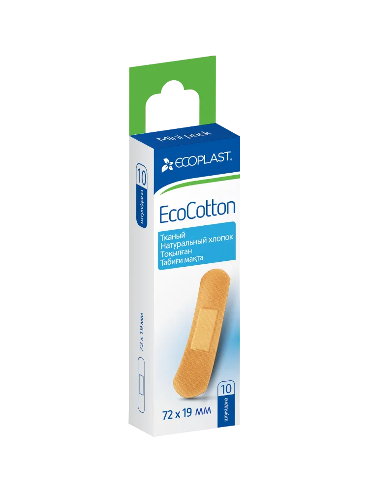 EP Пластырь мед тканый EcoCotton 72 х 19 мм - 10 шт