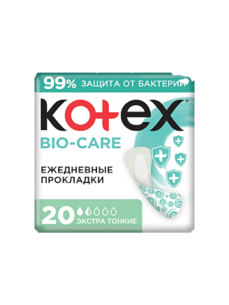 ПРОКЛАДКИ KOTEX BIO CARE 20ШТ ЭКСТРА ТОНКИЕ(12) - фото 1