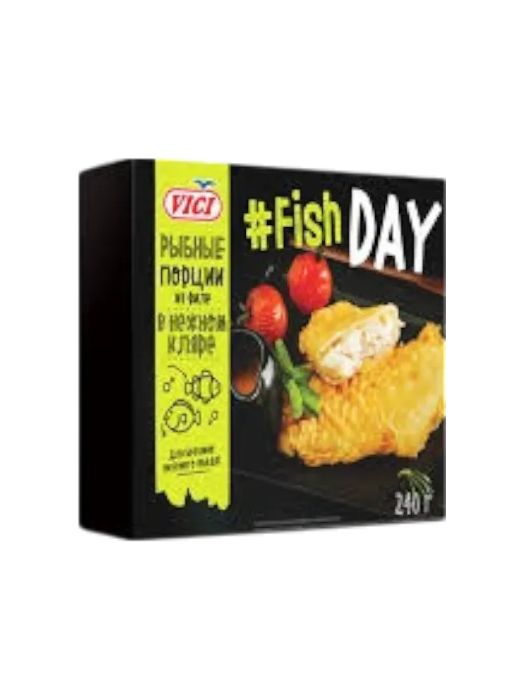РЫБНЫЕ ПОРЦИИ VICI FISH DAY ИЗ ФИЛЕ В НЕЖНОМ КЛЯРЕ ЗАМ 240Г(10)