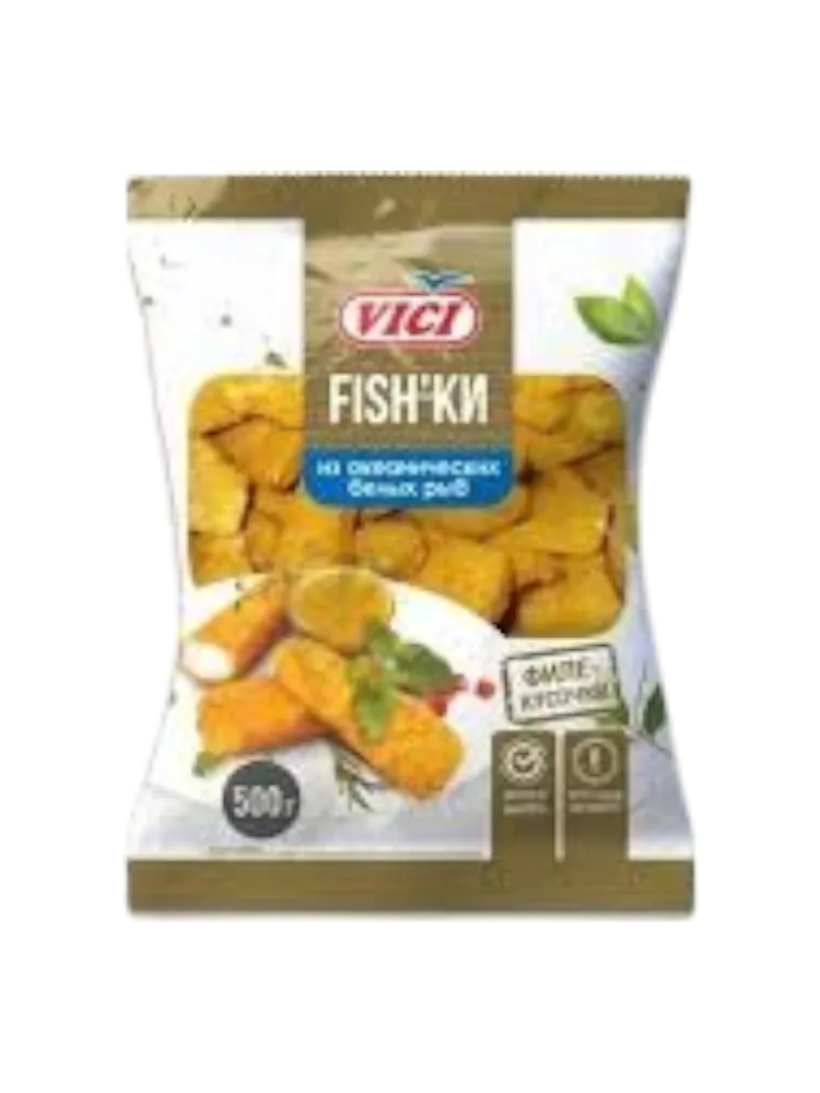 РЫБНЫЕ НАГГЕТСЫ VICI FISH'КИ В ЗОЛОТИСТОЙ КОРОЧКЕ ЗАМ 500Г(7)