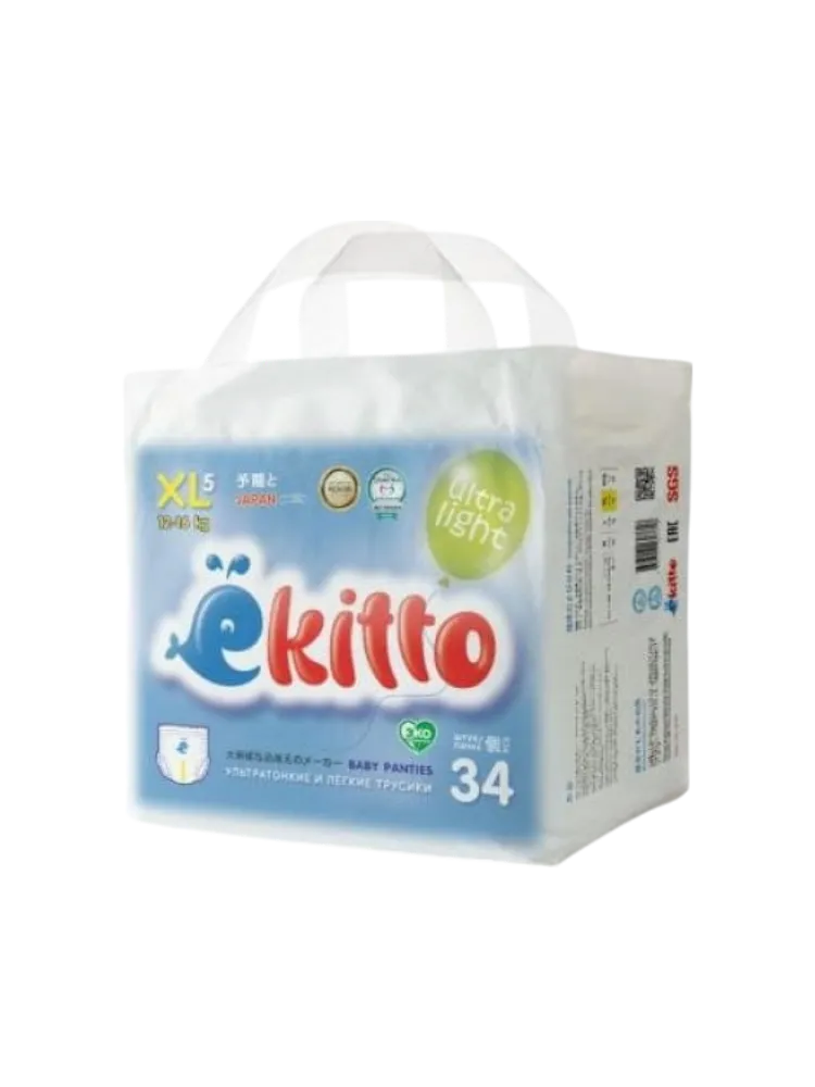 Подгузники-трусики EKITTO Ultra light  XL 12-16 кг -34шт