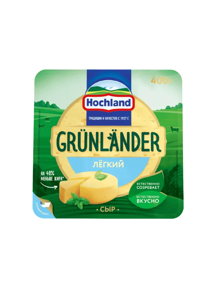 СЫР HOCHLAND 400Г ГРЮНЛАНДЕР ЛЕГКИЙ П/ТВ(6)