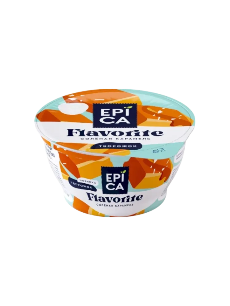 ТВОРОЖОК EPICA FLAVORITE 130Г 7.6% С СОЛЕНОЙ КАРАМЕЛЬЮ