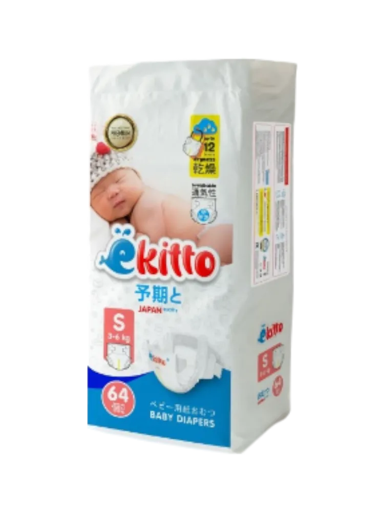 Подгузники EKITTO PREMIUM на липучках  S  3-6 кг -54шт