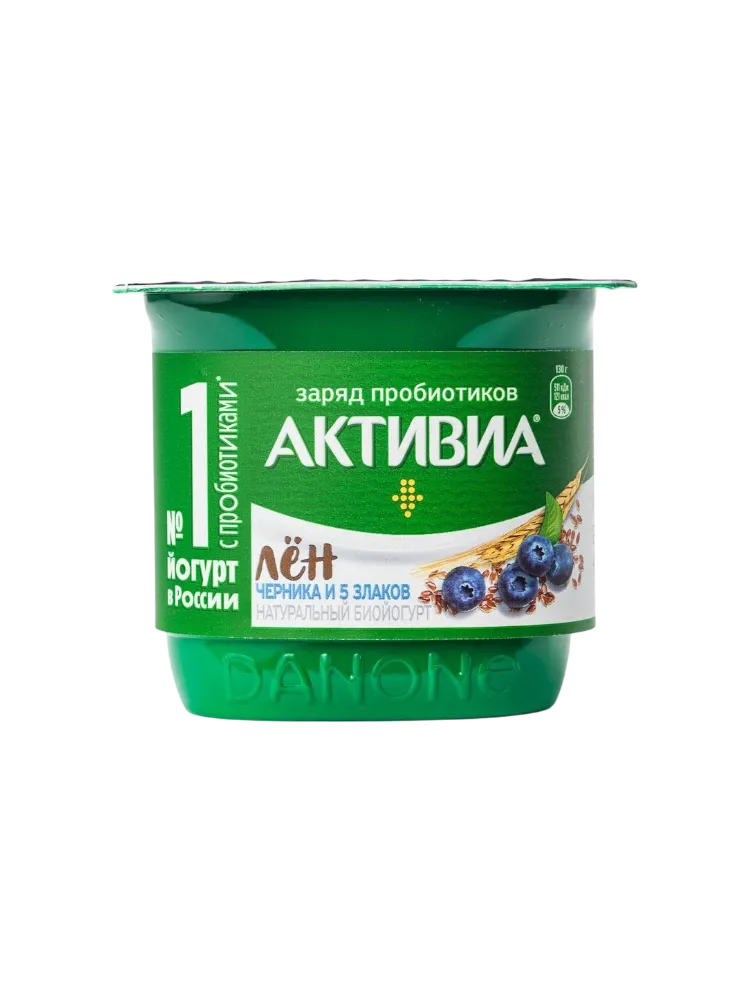 ЙОГУРТ АКТИВИА 110Г ЧЕРНИКА/ЗЛАКИ/ЛЁН 