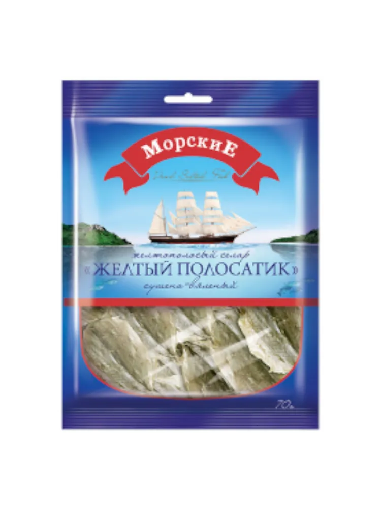 РЫБКА ЖЕЛТЫЙ ПОЛОСАТИК МОРСКИЕ 60Г СУШЕНО ВЯЛЕНЫЙ(45)