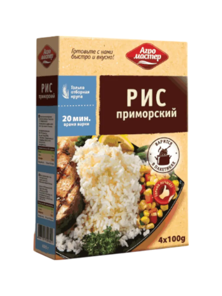 КРУПА АГРОМАСТЕР РИС ПРИМОРСКИЙ 5*80Г ВАР ПАК(6) 