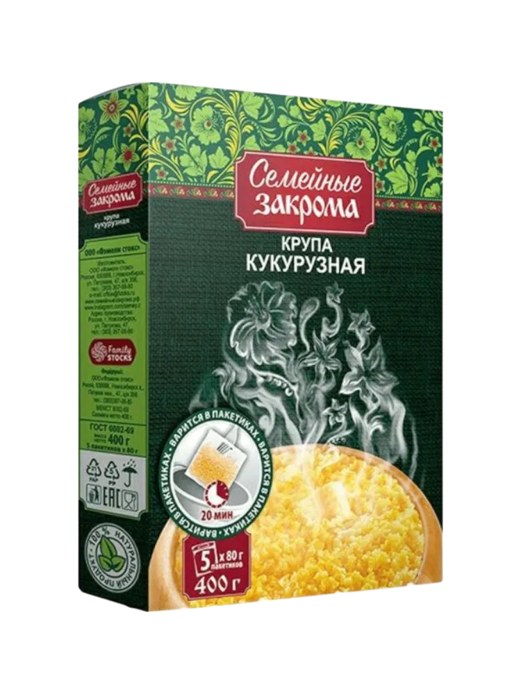 КРУПА СЕМЕЙНЫЕ ЗАКРОМА КУКУРУЗНАЯ 5*80Г ВАР ПАК(10)