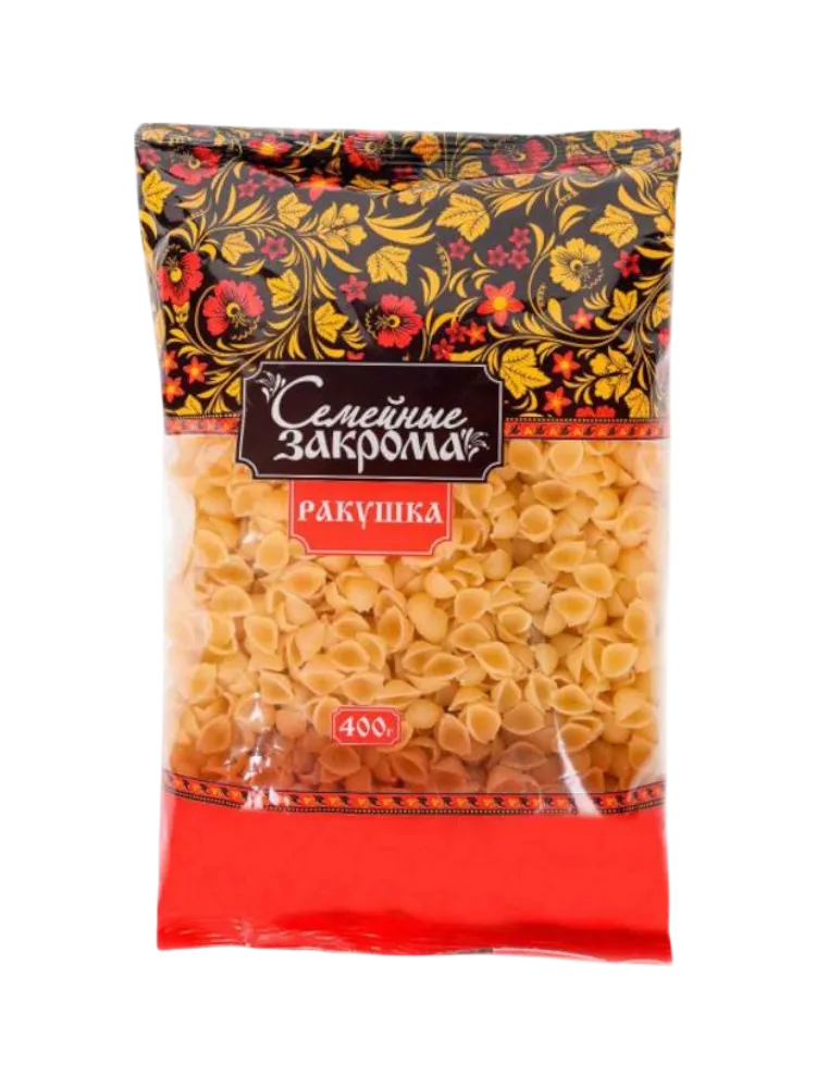 МАКАРОНЫ СЕМЕЙНЫЕ ЗАКРОМА РАКУШКИ 400Г(20)