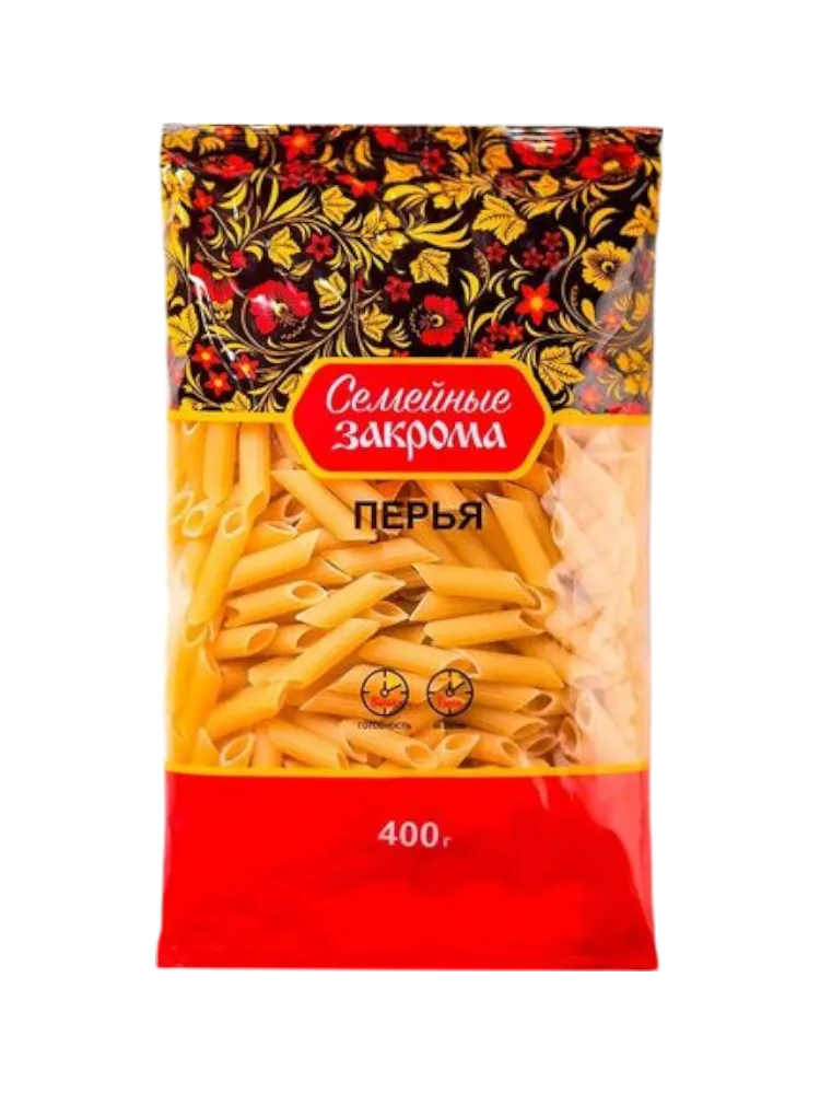 МАКАРОНЫ СЕМЕЙНЫЕ ЗАКРОМА ПЕРЬЯ 400Г(20)