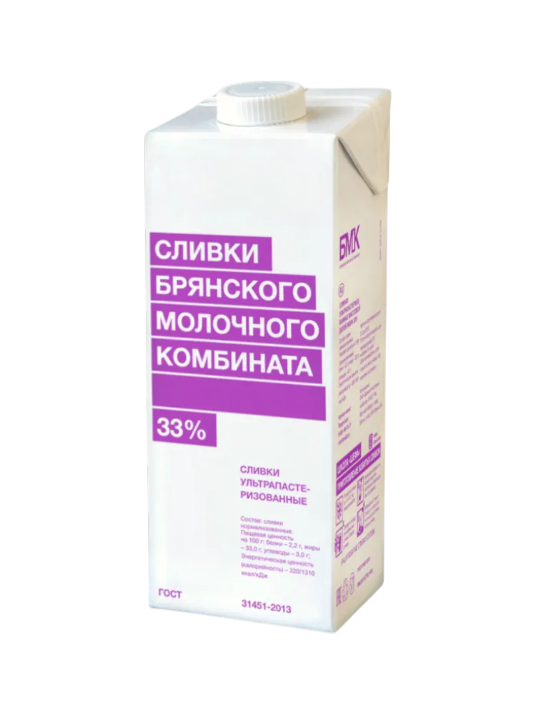 СЛИВКИ БМК УЛЬТРАПАСТЕРИЗ 33% 1000Г(12)