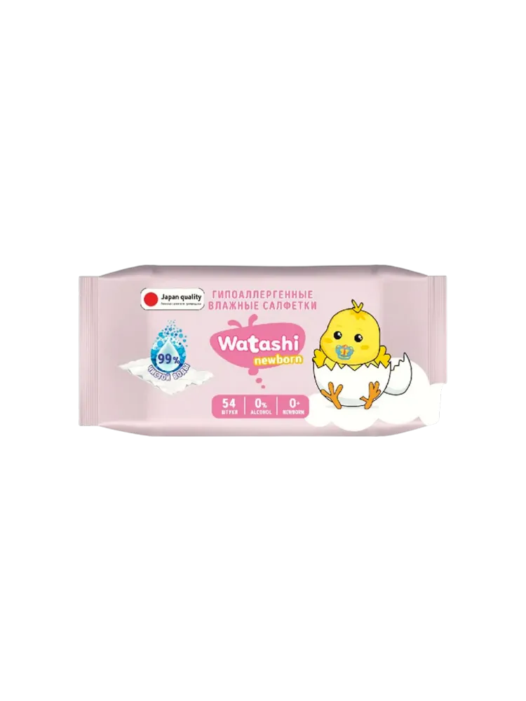ВЛАЖНЫЕ САЛФЕТКИ WATASHI ДЛЯ ДЕТЕЙ  0+ BIG/PACK 54ШТ (16)