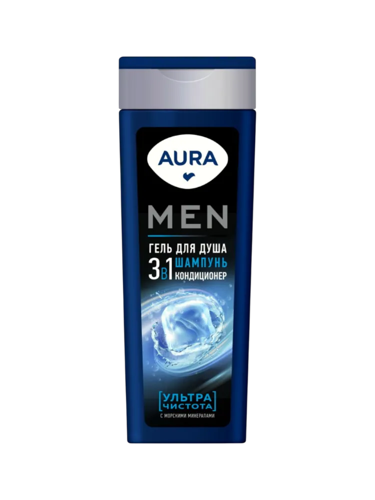 ГЕЛЬ Д/ДУША AURA MEN 3В1 УЛЬТРА ЧИСТОТА ФЛАКОН/ФЛИПТОП 380МЛ (8)