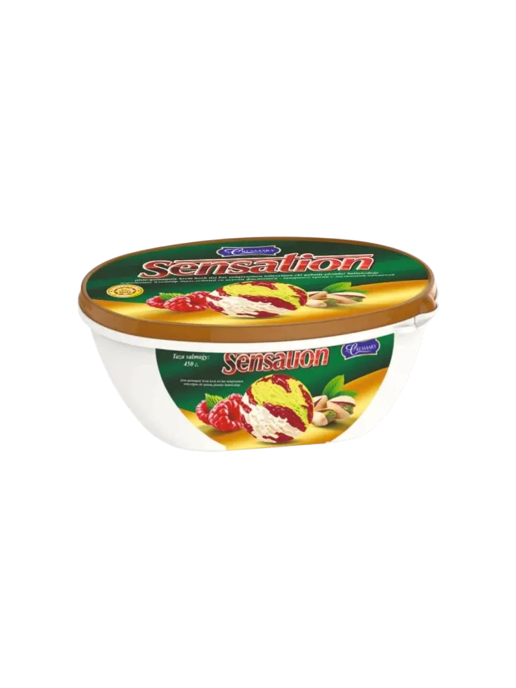 МОРОЖ ICE MASTER SENSATION ПЛОМБИР ДВУХСЛ ФИСТАШКА/КРЕМ МАЛИНА ВАННА 450Г(12)