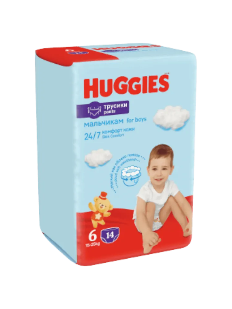 ТРУСИКИ HUGGIES PANT 6 CONV 15-25КГ МАЛЬЧИКАМ 14ШТ