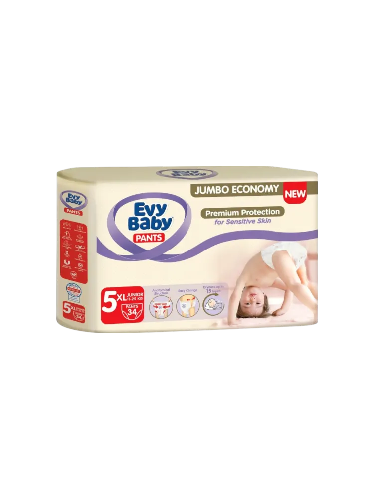 ПОДГУЗНИКИ ТРУСИКИ EVY BABY PANTS JUNIOR 5 11-25КГ JUMBO 34ШТ(4)