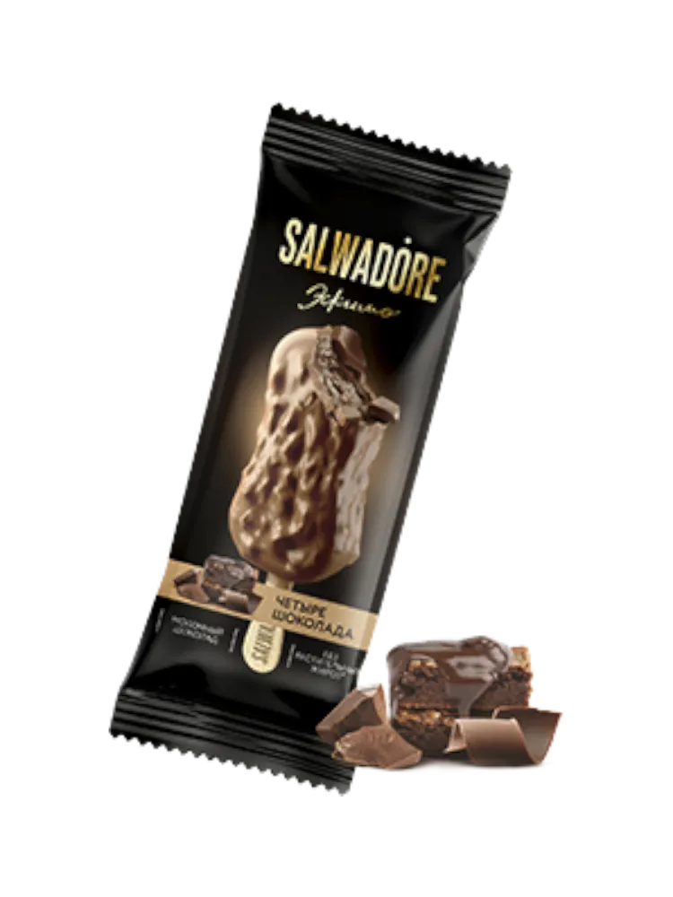 МОРОЖ ЭСКИМО SALWADORE СЛИВ ШОКОЛАДНОЕ 10 % С ШОК ТОП И КУС БИСКВ В МОЛ ШОК С ВАФ КРОШ 80Г - фото 1