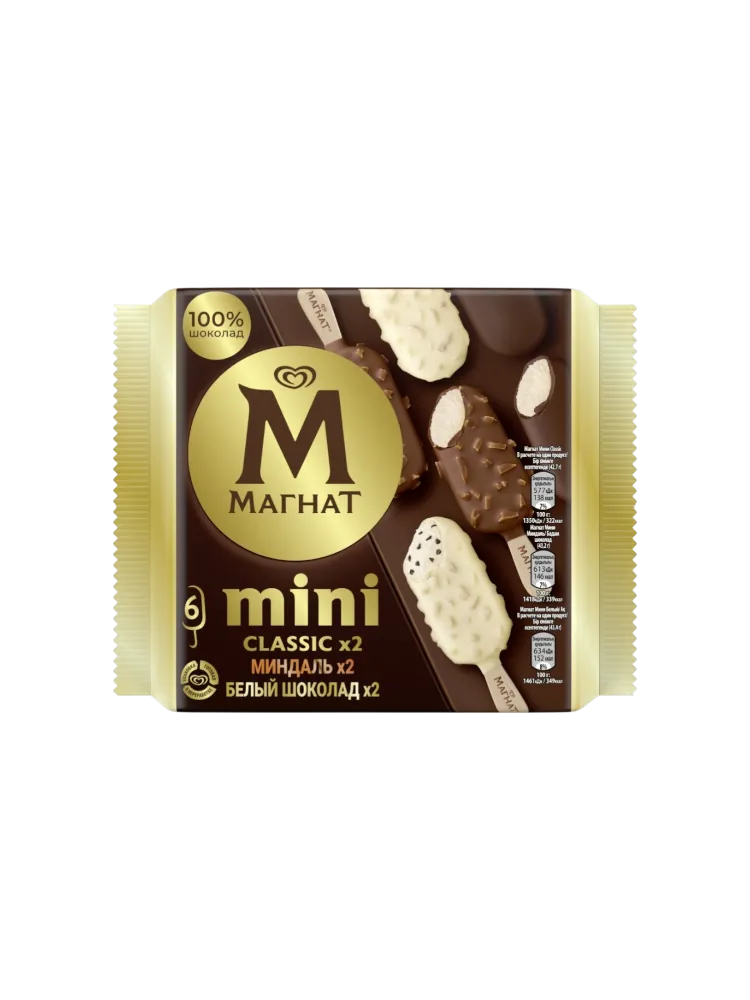 ALGIDA МОРОЖЕНОЕ MAGNUM MINI CLASSIC МИНДАЛЬ БЕЛЫЙ ШОКОЛАД 258,6 ГР