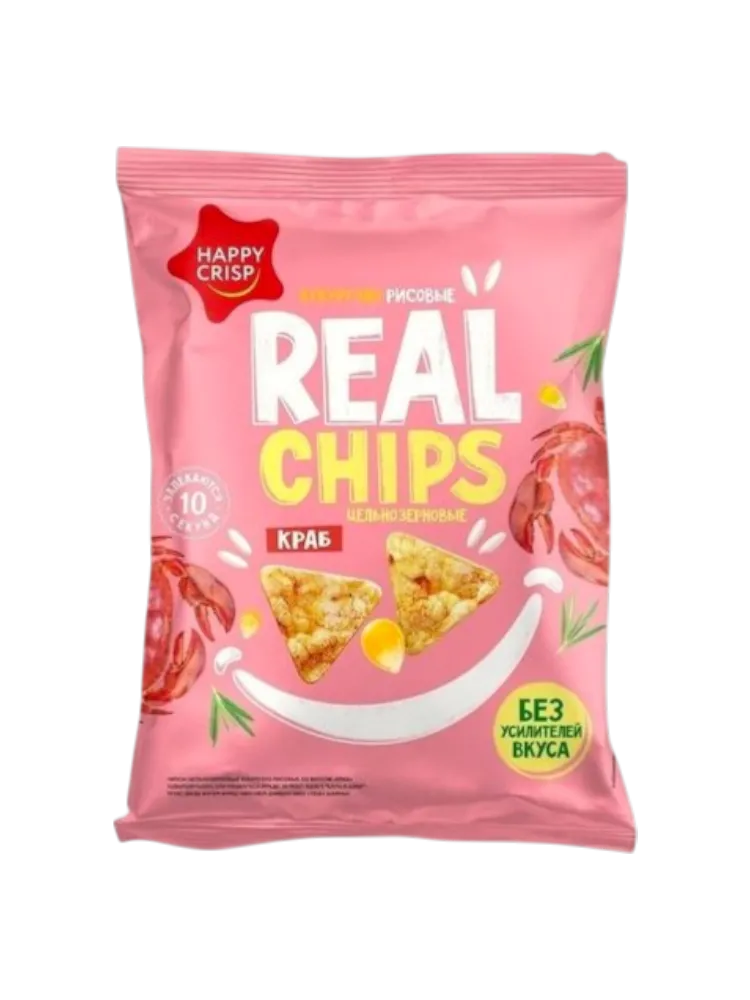 КУКУРУЗНО-РИСОВЫЕ ЧИПСЫ REAL CHIPS КРАБ 50Г