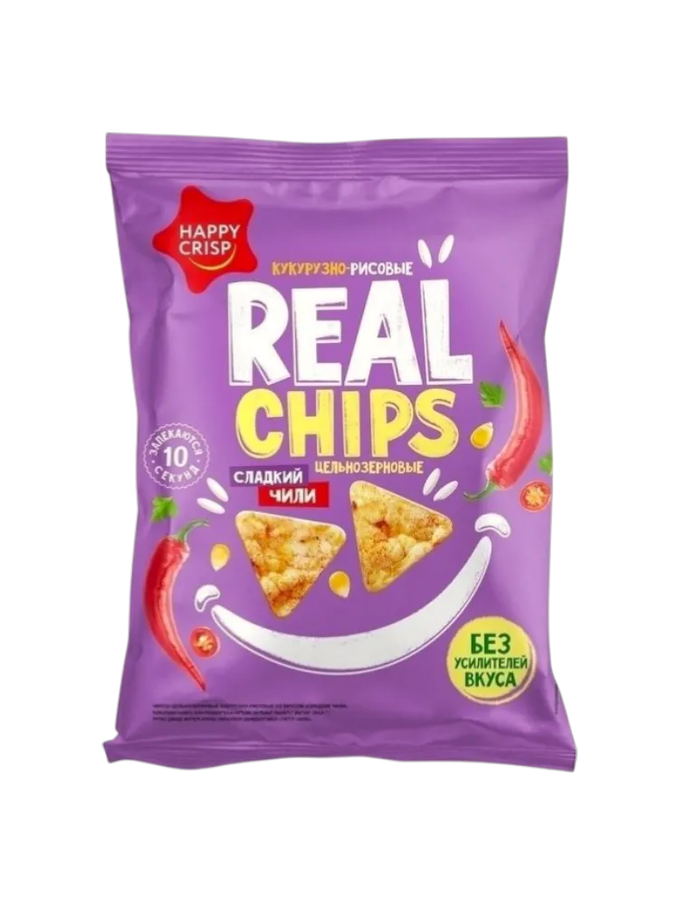 КУКУРУЗНО-РИСОВЫЕ ЧИПСЫ REAL CHIPS СЛАДКИЙ ЧИЛИ 50Г