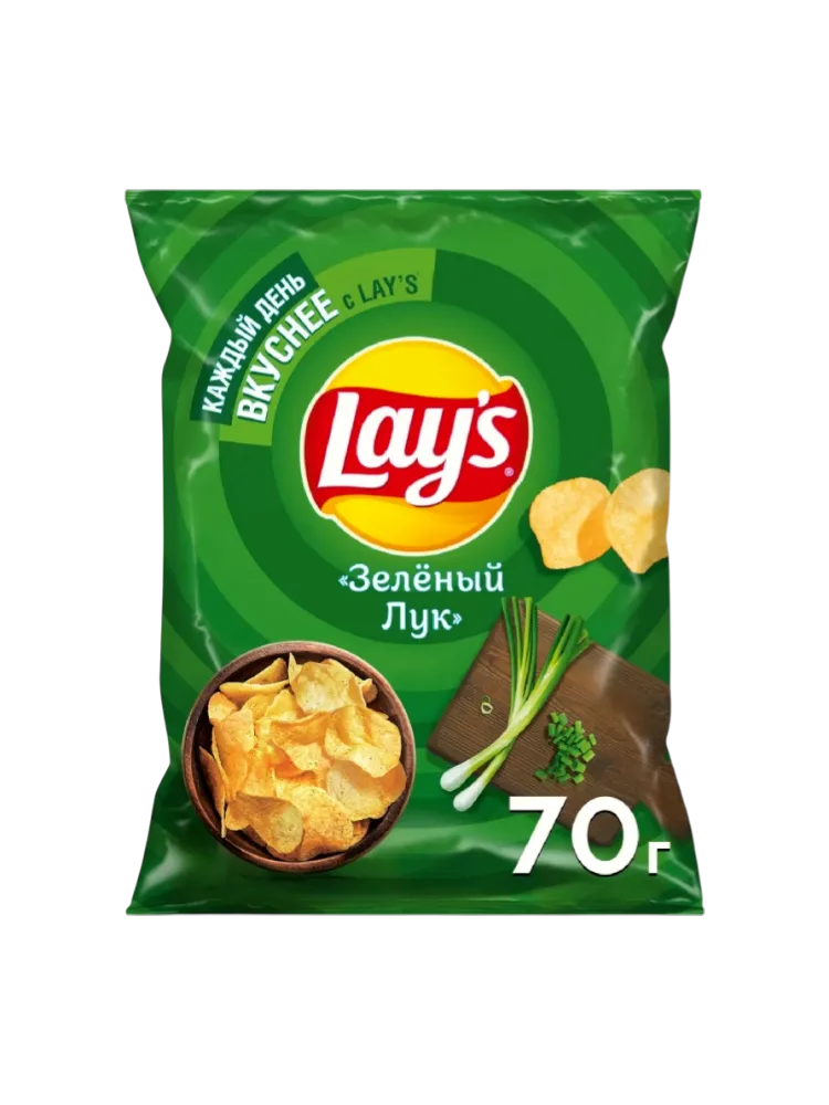 ЧИПСЫ LAYS 70Г МОЛОД ЗЕЛЕНЫЙ ЛУК