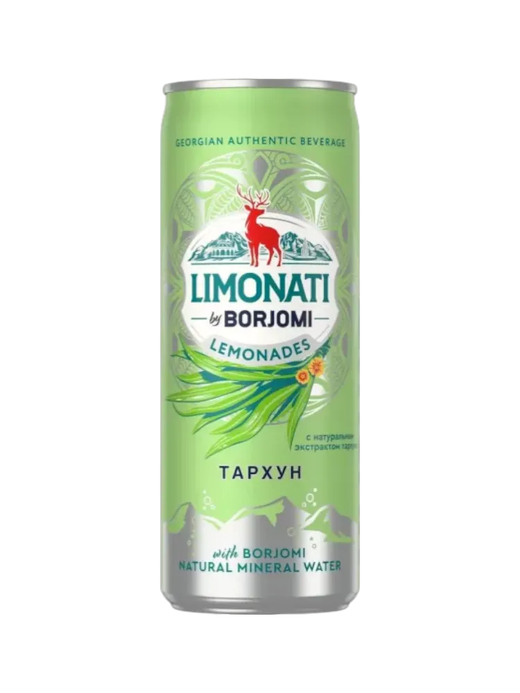 НАПИТОК БЕЗАЛКОГОЛЬНЫЙ LIMONATI BY BORJOMI ТАРХУН 0.33Л (12) 