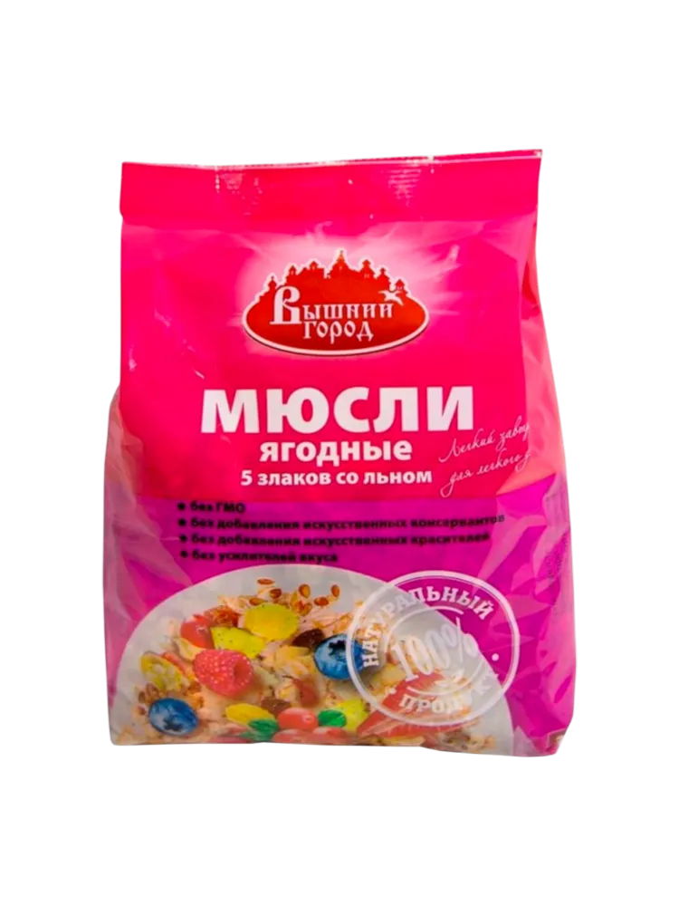 МЮСЛИ ВЫШНИЙ ГОРОД 350Г ЯГОДНЫЕ/5 ЗЛАКОВ/ЛЕН