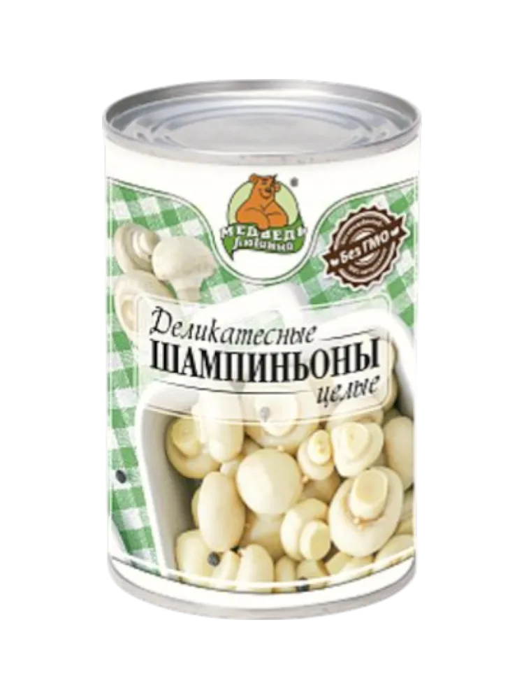 ГРИБЫ МЕДВЕДЬ ЛЮБИМЫЙ 425Г ШАМПИНЬОНЫ ЦЕЛ Ж/Б